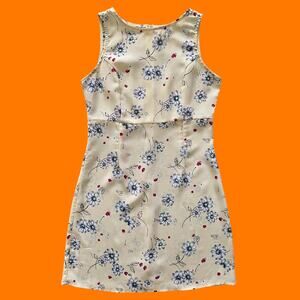 90's vintage yellow floral grunge coquette mini dress Size 5